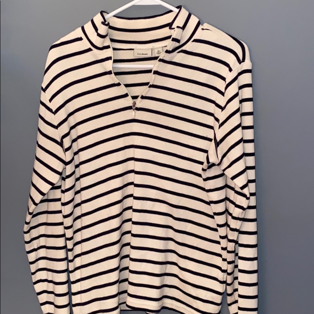 L.L.Bean 1/4 ZIP Striped Sweater